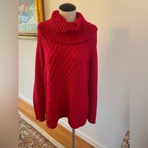 Talbots Chevron Cowl Neck Sweater in Ruby Red